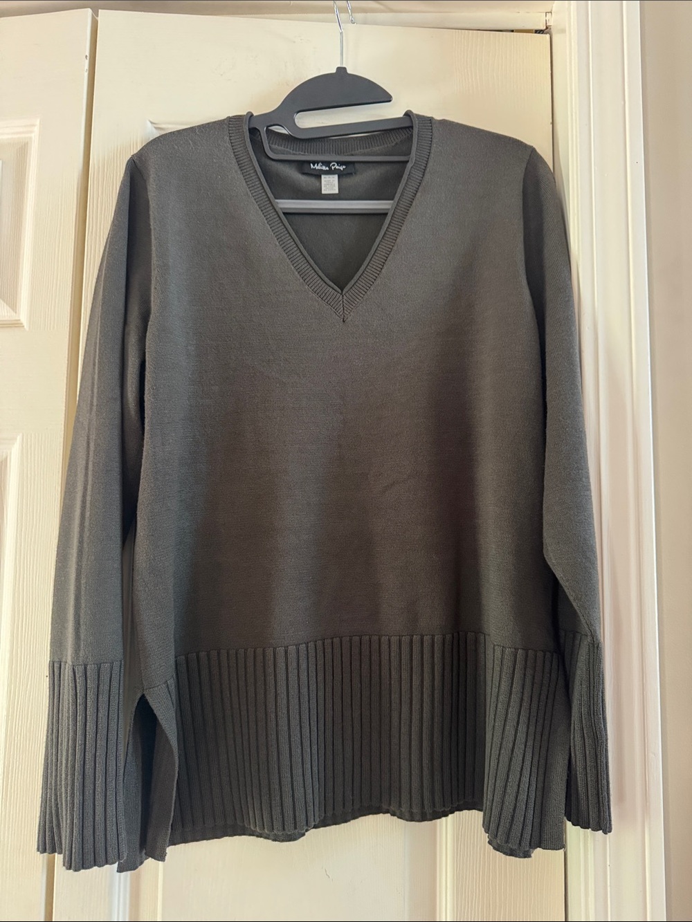 Melissa Paige Charcoal V-Neck Sweater